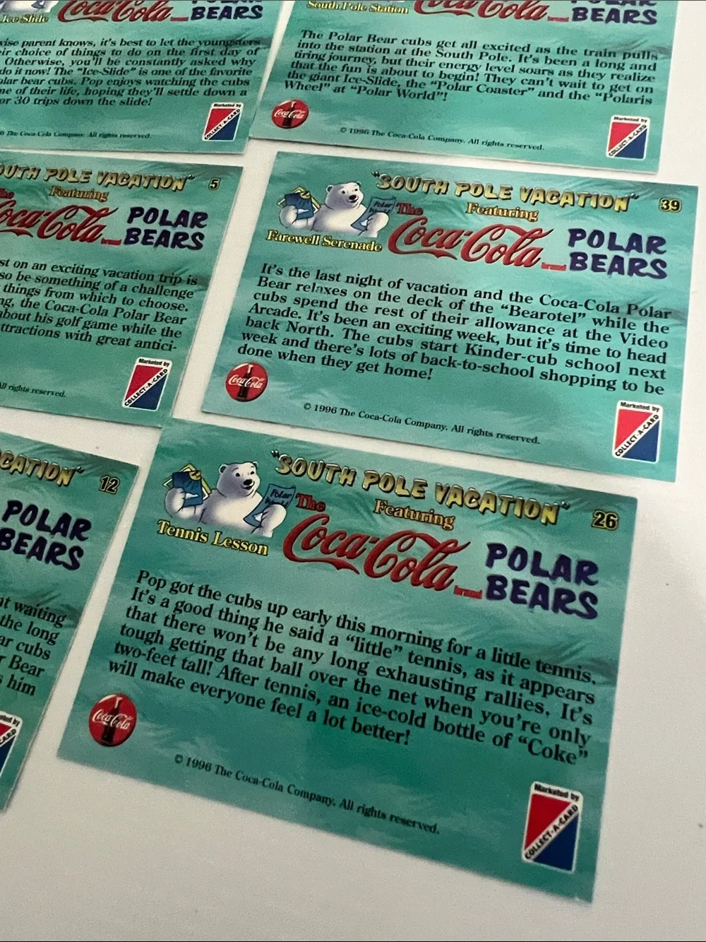 1996 South Pole Vacation Coca Cola Polar Bears Trading Cards (15) - Lot #4